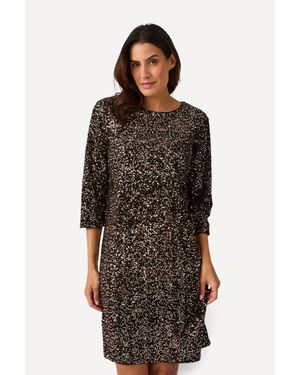 DAMART Sequin Dress With 3/4 Sleeves - Black
