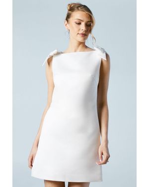 Coast Structured Satin Bow Detail Bridal Mini Dress - White