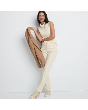 Lands' End Petite Straight Leg Jeans, Mid Rise - Natural