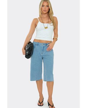 EGO Wide Leg Denim Low Rise Shorts - Blue