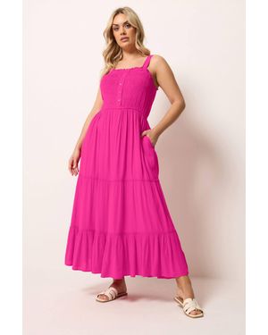 Yours Shirred Placket Dress - Pink