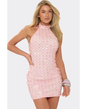 EGO Sleeveless Open Back Mini Dress - Pink