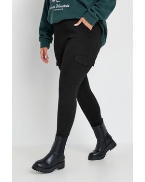 Yours Cargo Pocket Leggings - Black