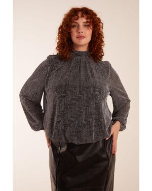 Blue Vanilla Curve Puffball High Neck Top - Black