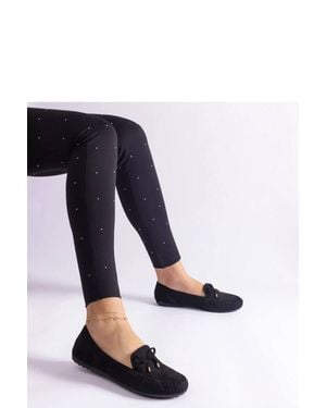KDMD Faux Suede Bow Slip On Flat Moccasins Rubber Sole Summer - Blue