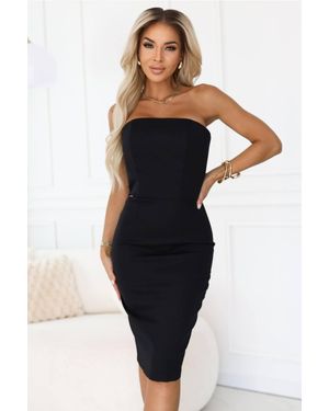 Love Lace Off The Shoulder Corset Midi Pencil Dress - Black