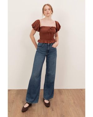 Lovedrobe Short Sleeve Shirred Top Co-Ord - Blue