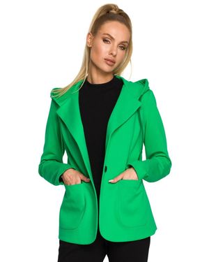 Love Lace Knitted Collared Casual Jacket With Pockets - Green