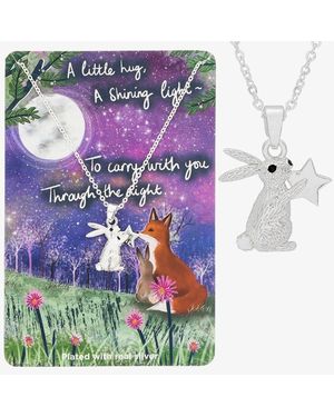 T.H.Baker Plated 'A Little Hug' Rabbit Pendant Necklace 364328 - Purple