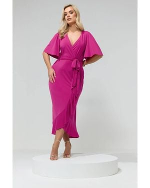 Yours Ruffle Hem Wrap Dress - Pink