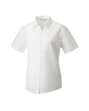 Russell Collection Poplin Easy-Care Short-Sleeved Shirt - White