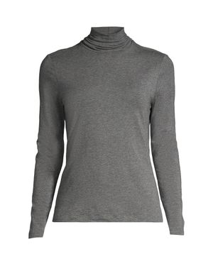 Lands' End Plus Cotton-Modal Roll Neck Top - Grey