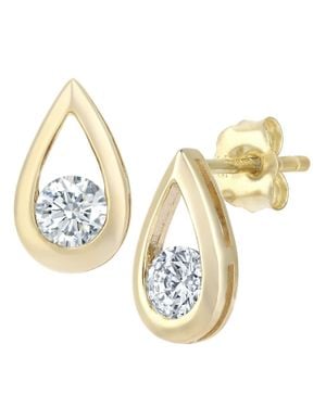 Jewelco London 9Ct Round 1/2Ct Diamond Solitaire Stud Earrings - Metallic
