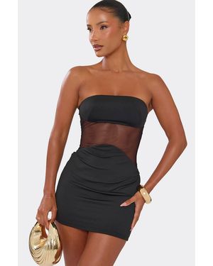 EGO Sleeveless Panelled Mesh Mini Dress - Black