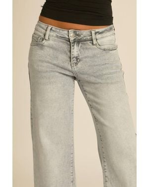 Rebellious Fashion Washed Stretch Denim Low Rise Jeans - Natural