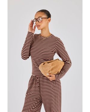 CERNUCCI Soft Touch Double Stripe Long Sleeve Top - Red