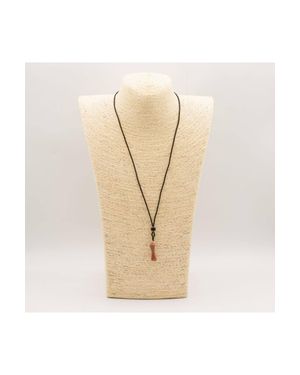 KDMD Goldstone Bone Gemstone Cord Necklace Adjustable Copper - White