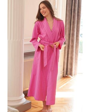 British Boxers "Westwood Stripe" Brushed Cotton Dressing Gown - Pink