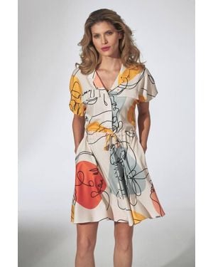 Love Lace Kimono Collar Mini Dress With Patches - Multicolour