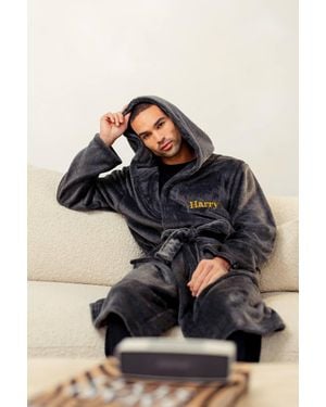 Lulabay Personalised Two Tone Dressing Gown - Black