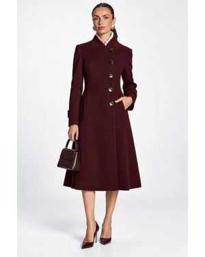 Jolie Moi Military Asymmetrical Button Jacket - Red