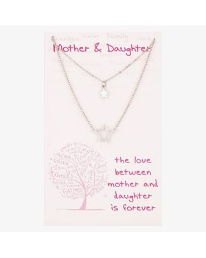 T.H.Baker Sentiments Mother & Daughter Star Pendant & Necklace 16534 - Pink