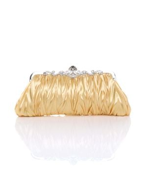 AJVANI Ruched Satin Evening Clutch Bag - Metallic