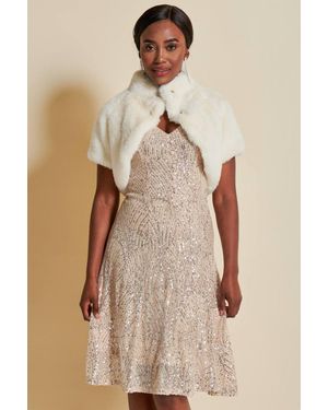 Jolie Moi Faux Fur Bolero Jacket - Natural