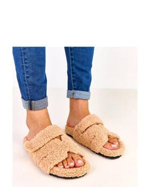 KDMD Open Front Faux Fur Slippers For Comfortable Everyday Wear - Blue