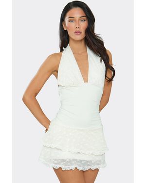 EGO Sleeveless Open Back Mini Dress - White