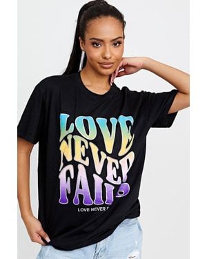 Stylewise Love Never Fails Glitter Print - Black