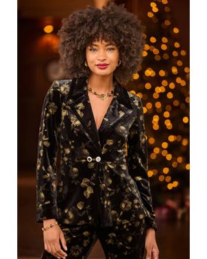 Joe Browns Golden Florals Printed Velvet Jacket - Black