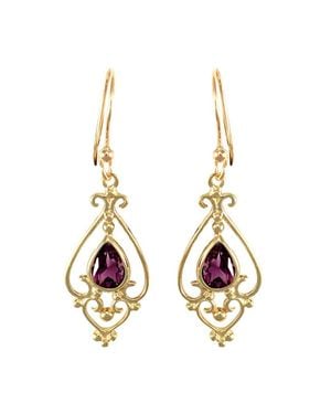 Jewelco London 9Ct Amethyst Chandelier Drop Earrings 7X5Mm 1½ Carats - Metallic