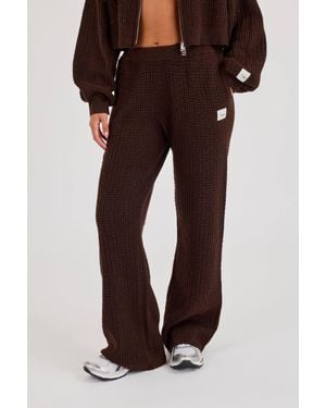 CERNUCCI Waffle Knit Wide Leg Jogger - Brown