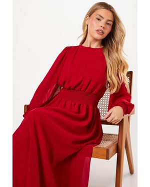 Dorothy Perkins Chiffon Shirred Waist Midi Dress