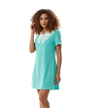 Liquorish Mint Mini Dress With Lace Collar - Green