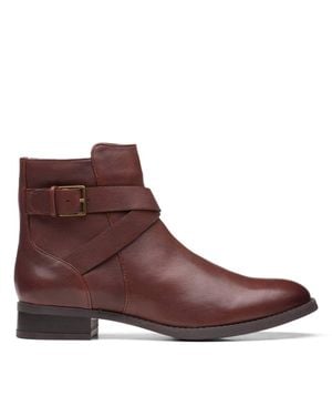 Clarks Hamble Buckle British Tan Leather Ankle Boots - Brown