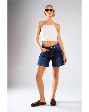 Shnoo Tie Back Detail Crop Top - Blue