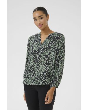 Kaffe Kajanne V-Notch Neck 3/4 Sleeve Blouse - Multicolour