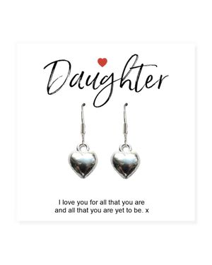 Aye Do Gifts Daughter Heart Earrings With Gift Card - White