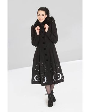 Hell Bunny Interstellar Peter Pan Faux Fur Collar Coat - Black