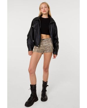 Pink Vanilla Sequin Leopard Hotpants - Black