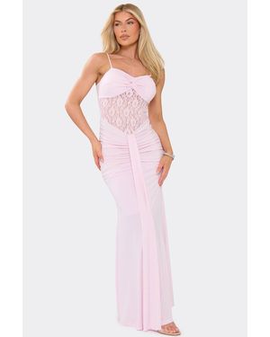 EGO Strappy Drape Lace Maxi Dress - Pink