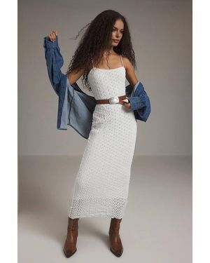 WOVCOR Lace Bodycon Strappy Midi Dress - White