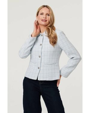 Izabel London Textured Button Detail Fitted Jacket - White