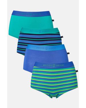 British Boxers Pack Of Four "Perfect Day" Hipster Boxer Briefs - Blue