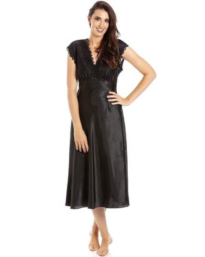 CAMILLE Classic Satin Chemises - Black