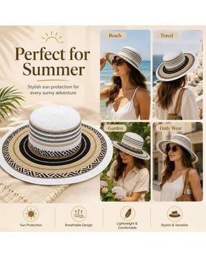 BluCore Woven Wide Brim Summer Hat - Metallic