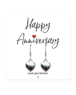 Aye Do Gifts Heart Earrings & Anniversary & Gift Card - White