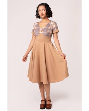 Hell Bunny Joseline Vintage Glamour 50S Style Dress - Natural
